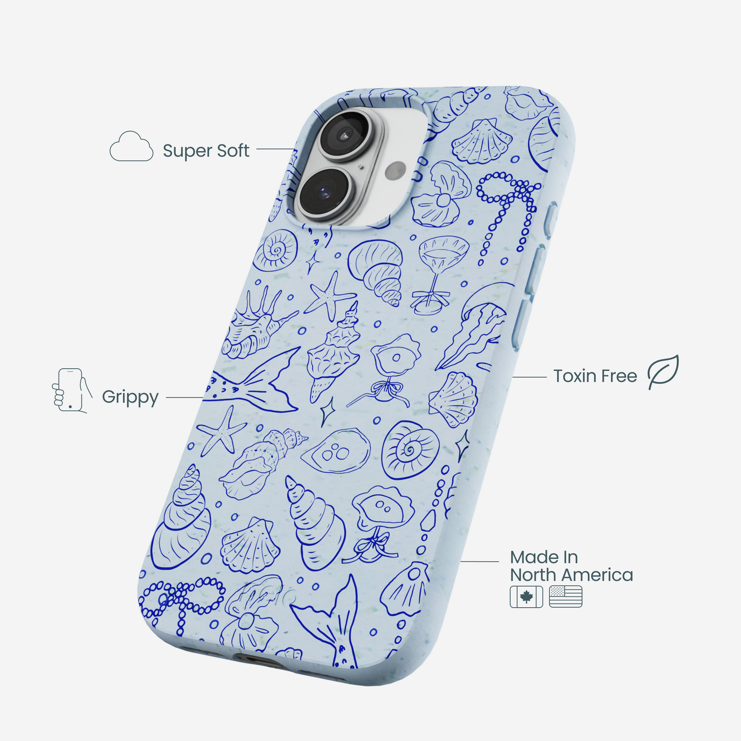 Powder Blue Ocean Charms iPhone 17 Case