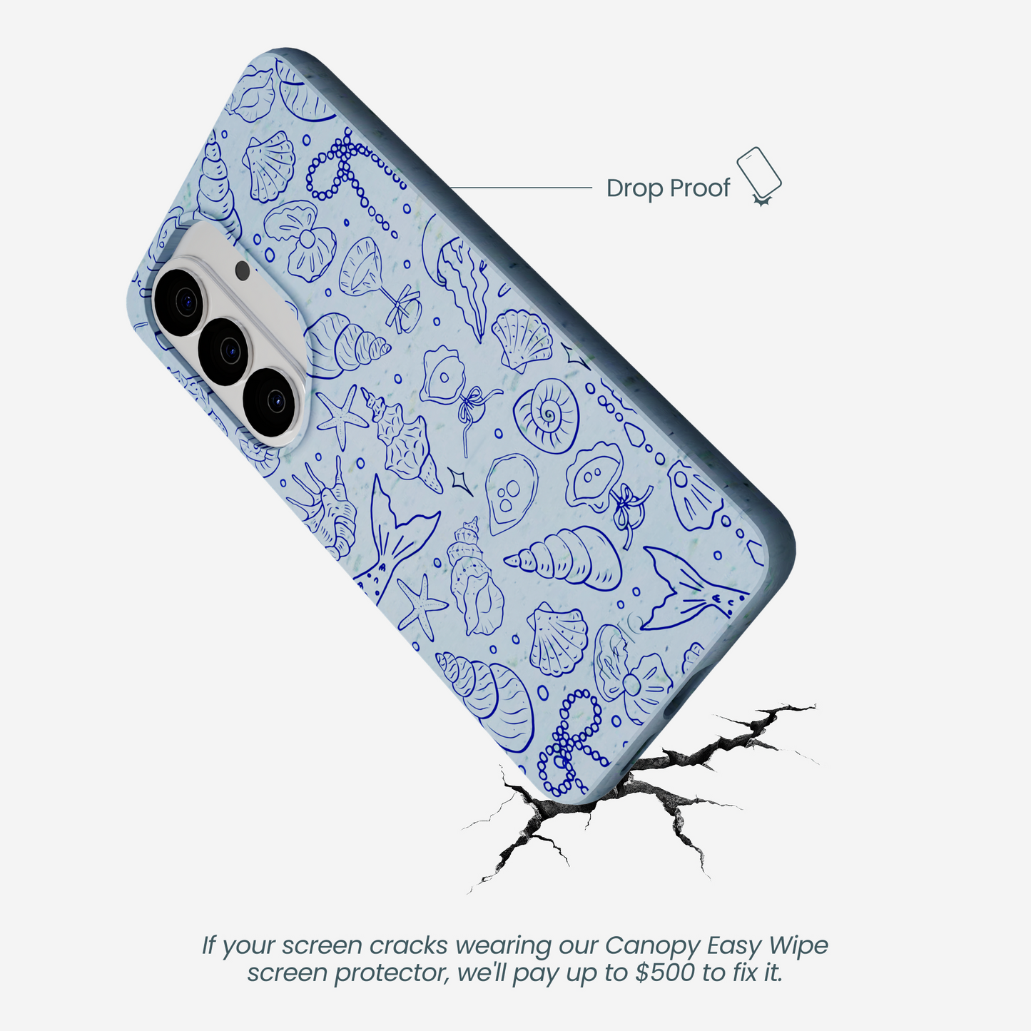 Powder Blue Ocean Charms Samsung Galaxy S26 Case