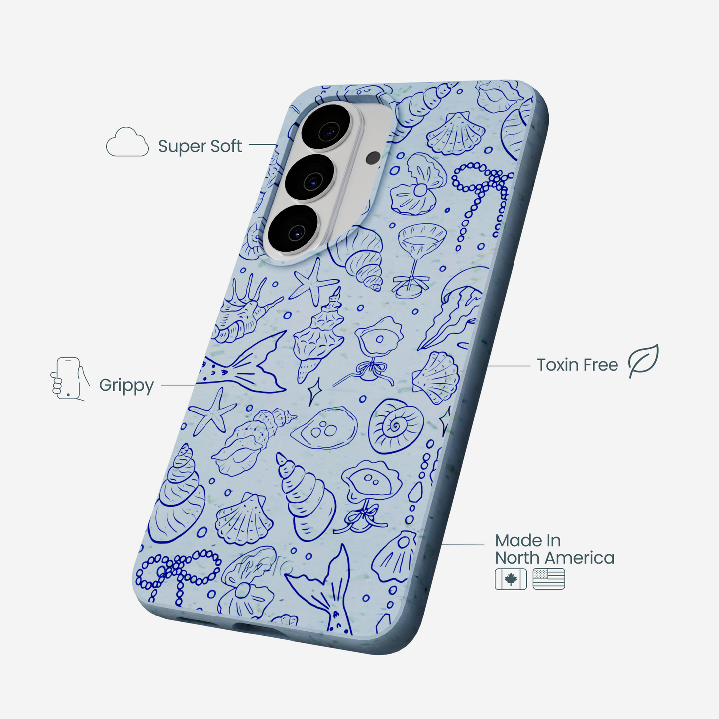 Powder Blue Ocean Charms Samsung Galaxy S26 Case