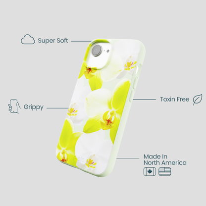 Sage Green Orchid Blooms iPhone 16e/17e Case