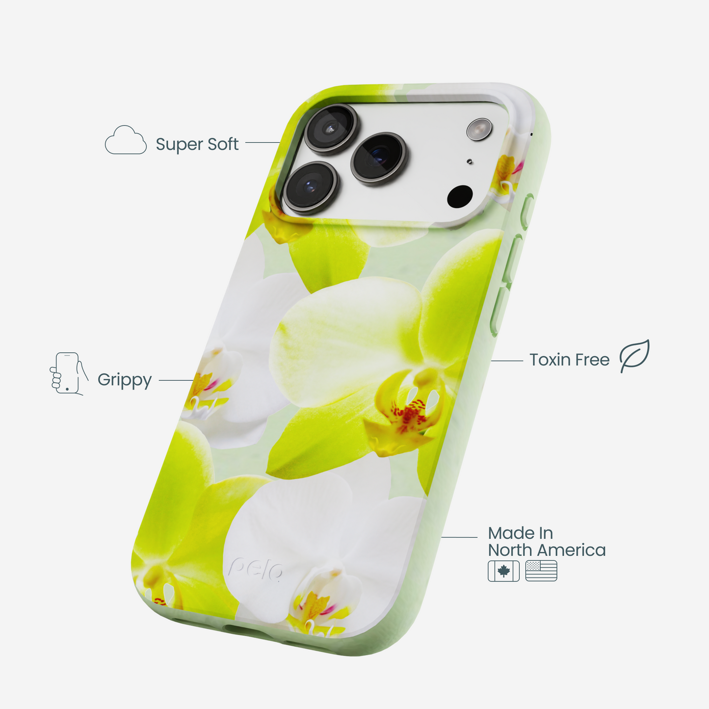 Sage Green Orchid Blooms iPhone 17 Pro Case