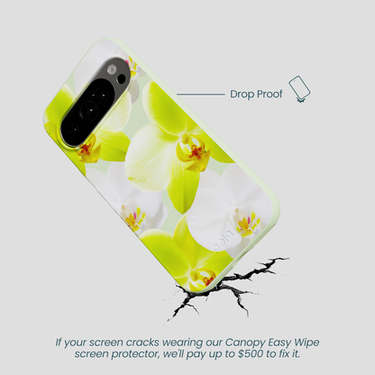 Sage Green Orchid Blooms Google Pixel 10/10 Pro Case