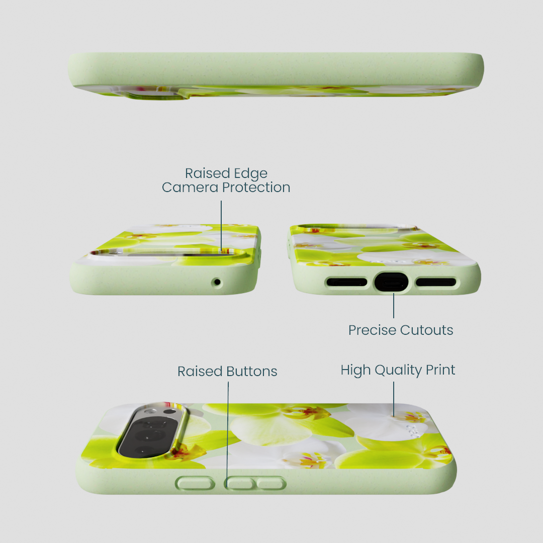 Sage Green Orchid Blooms Google Pixel 10/10 Pro Case
