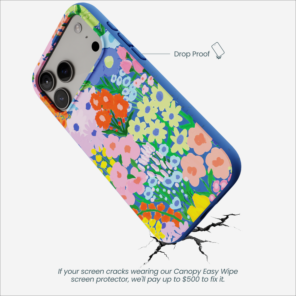 Electric Blue Painted Garden iPhone 17 Pro Max Case