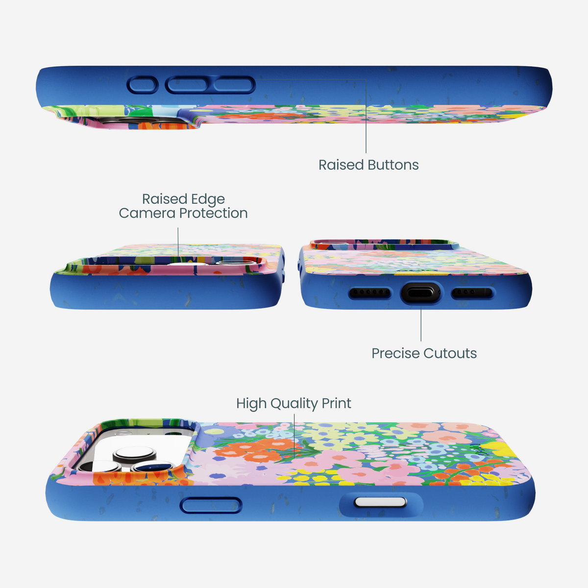 Electric Blue Painted Garden iPhone 17 Pro Max Case