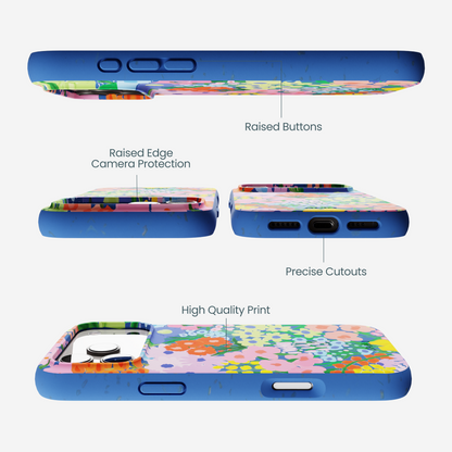 Electric Blue Painted Garden iPhone 17 Pro Max Case