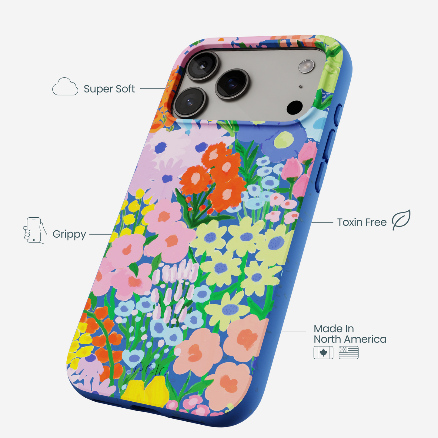 Electric Blue Painted Garden iPhone 17 Pro Max Case