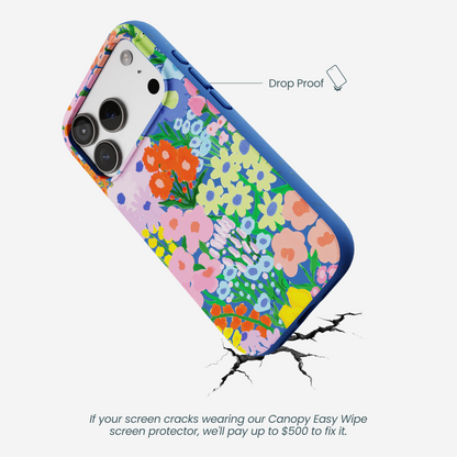 Electric Blue Painted Garden iPhone 17 Pro Case