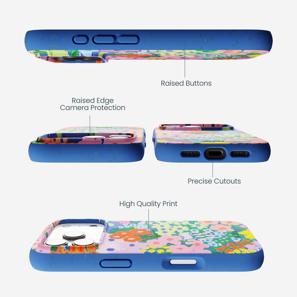 Electric Blue Painted Garden iPhone 17 Pro Case