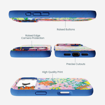 Electric Blue Painted Garden iPhone 17 Pro Case