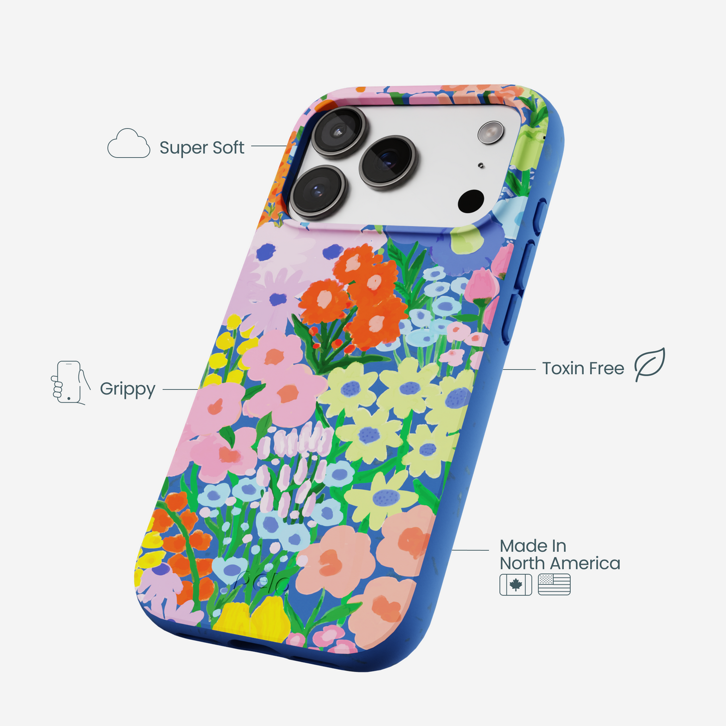 Electric Blue Painted Garden iPhone 17 Pro Case