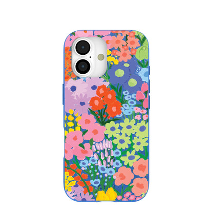 Electric Blue Painted Garden iPhone 17 Case