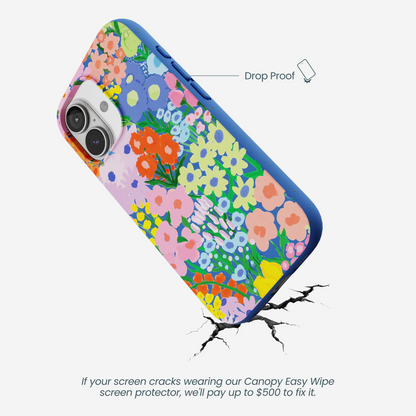 Electric Blue Painted Garden iPhone 17 Case