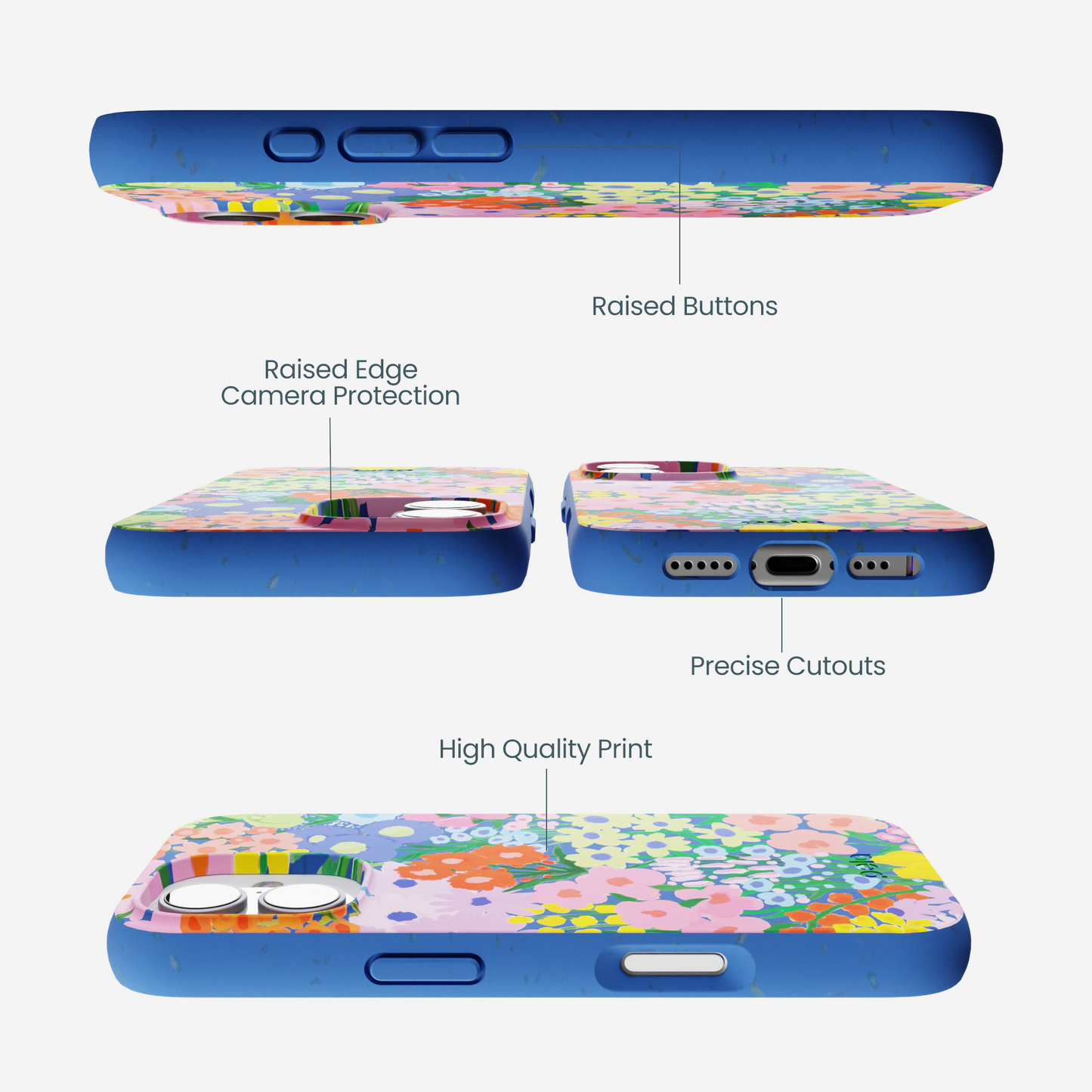Electric Blue Painted Garden iPhone 17 Case
