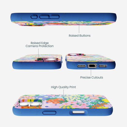 Electric Blue Painted Garden iPhone 17 Case