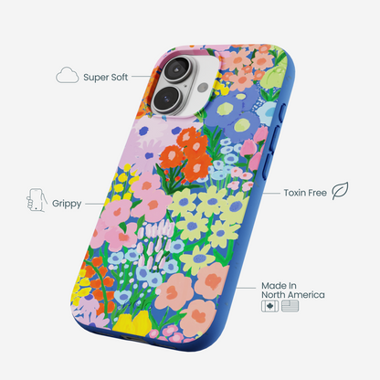 Electric Blue Painted Garden iPhone 17 Case
