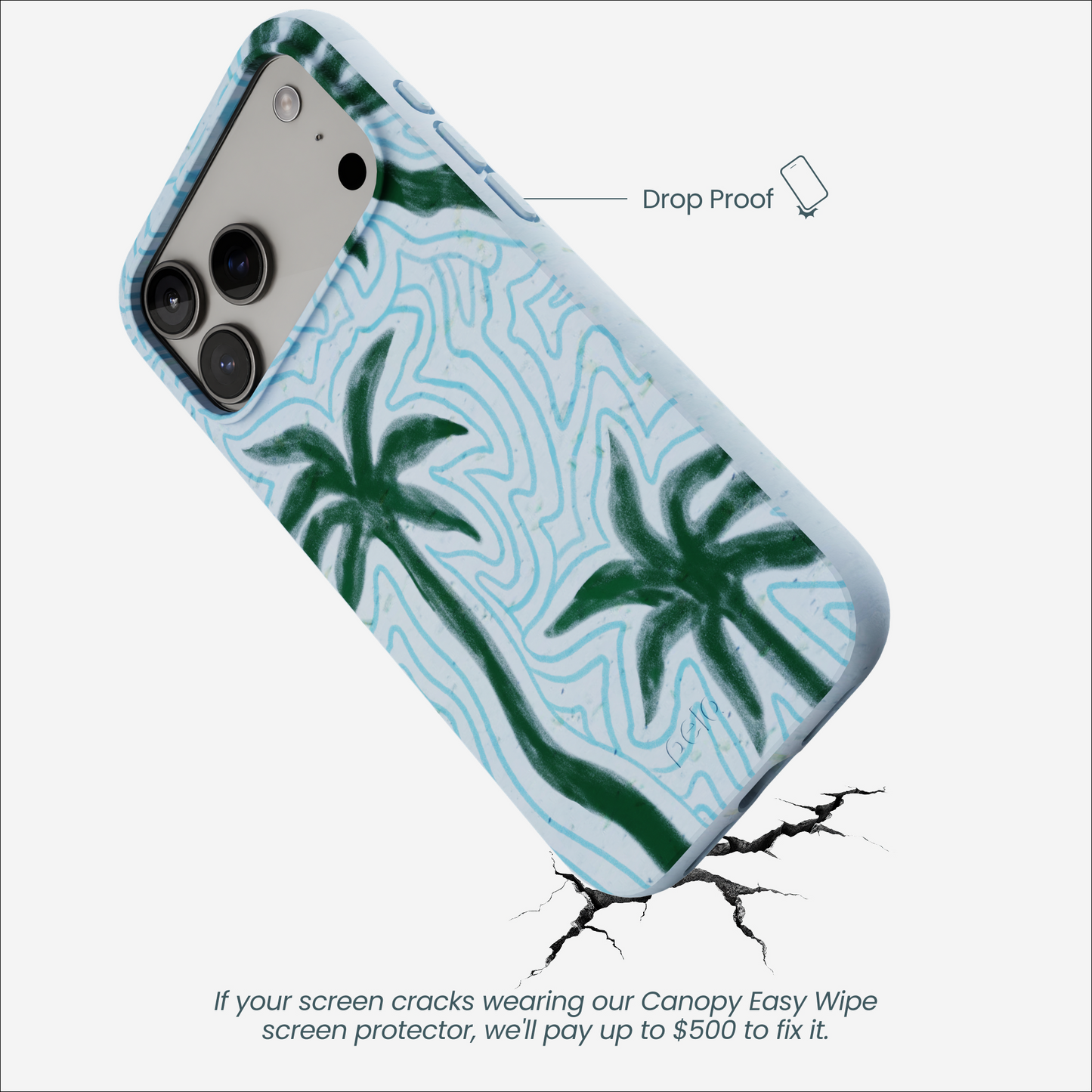 Powder Blue Palm Echo iPhone 17 Pro Max Case