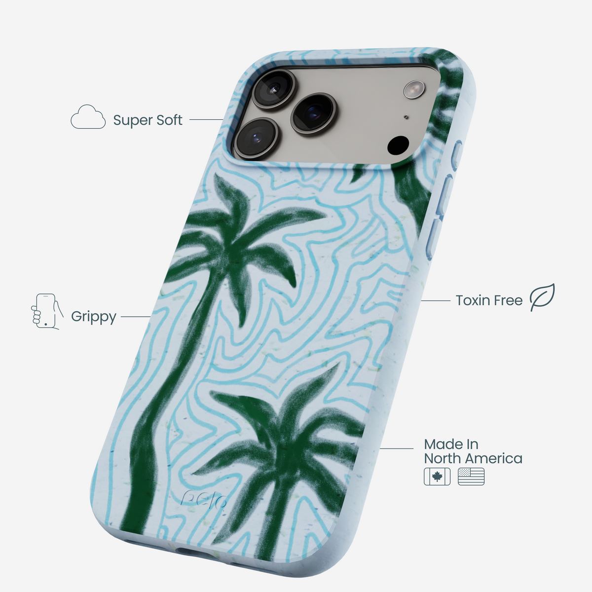 Powder Blue Palm Echo iPhone 17 Pro Max Case