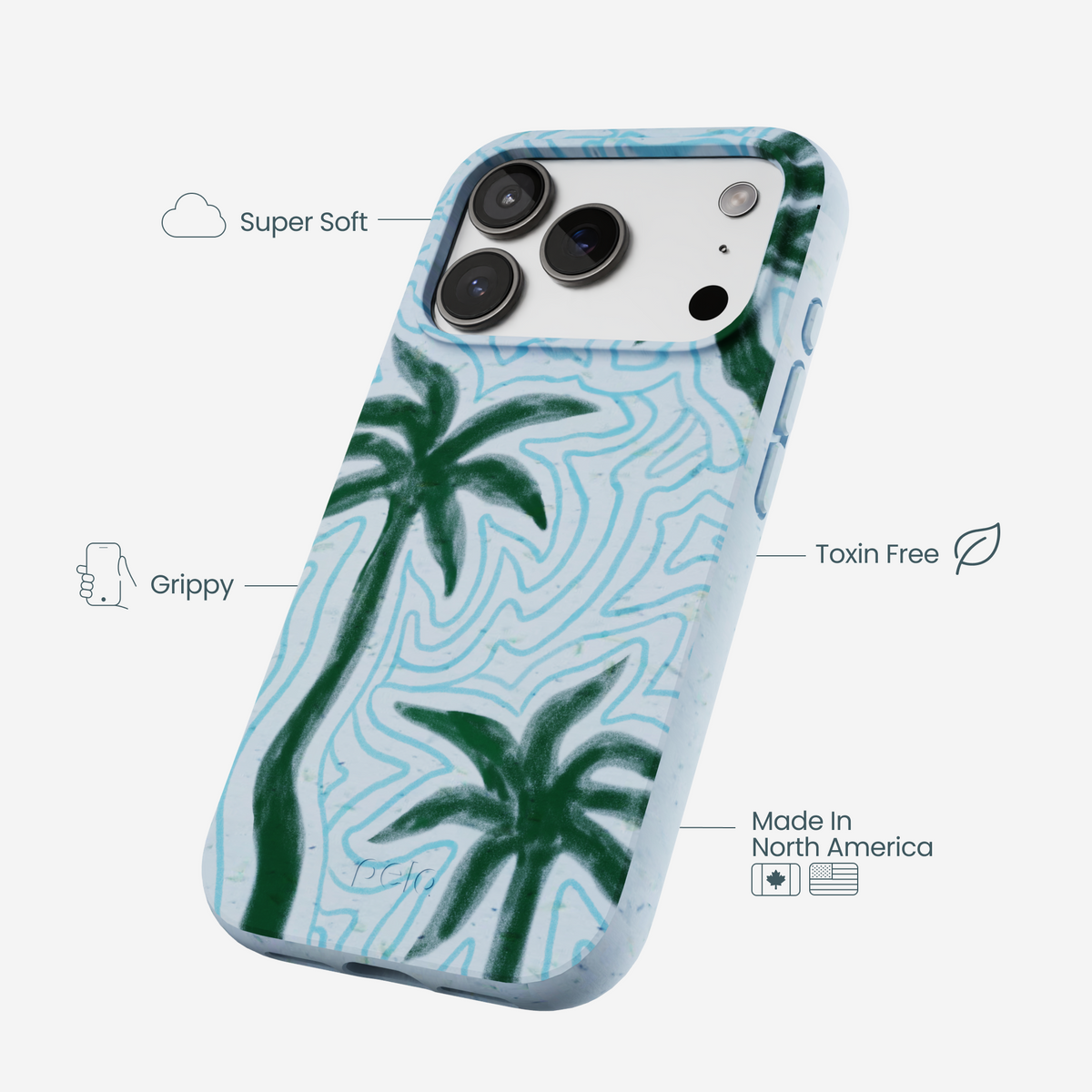 Powder Blue Palm Echo iPhone 17 Pro Case