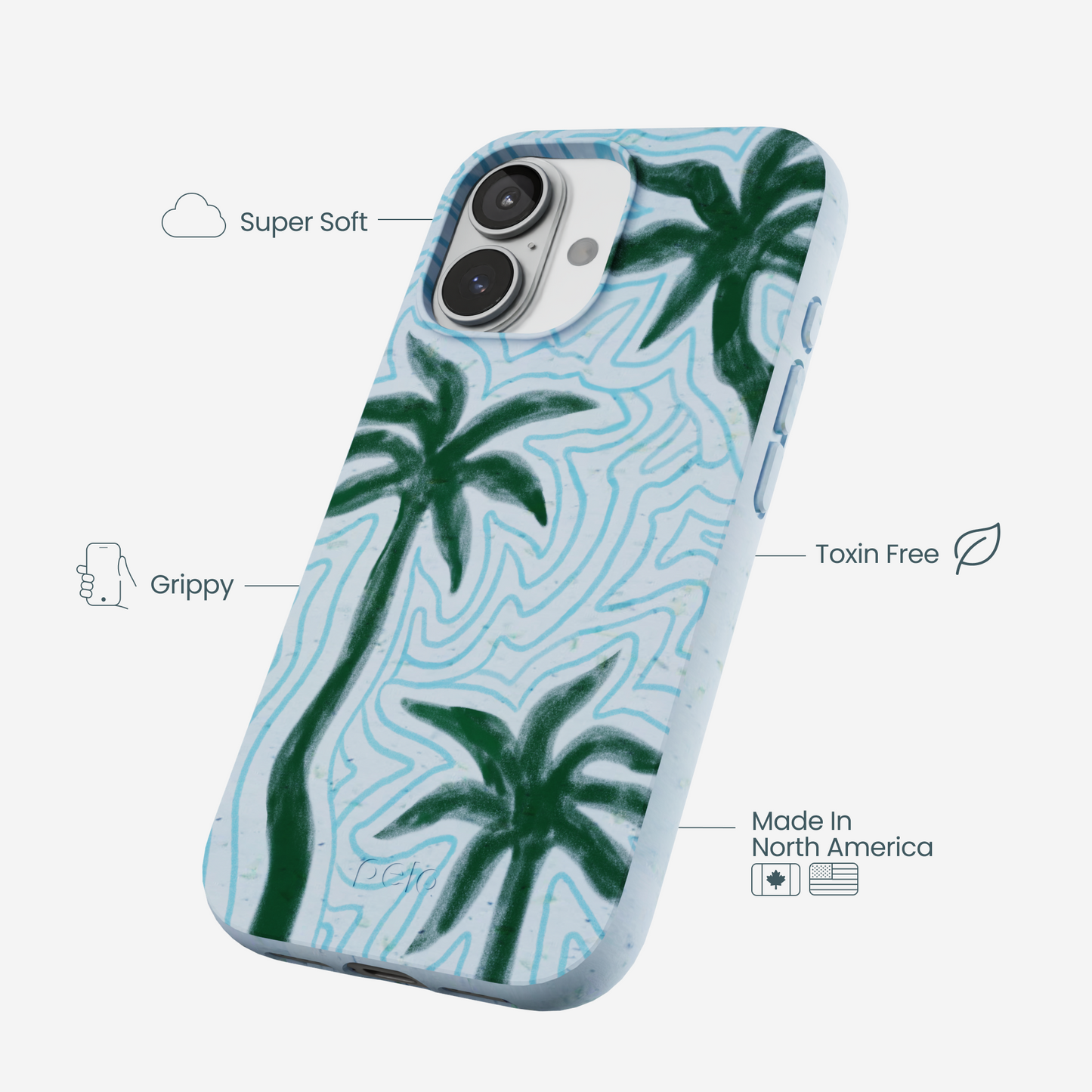 Powder Blue Palm Echo iPhone 17 Case