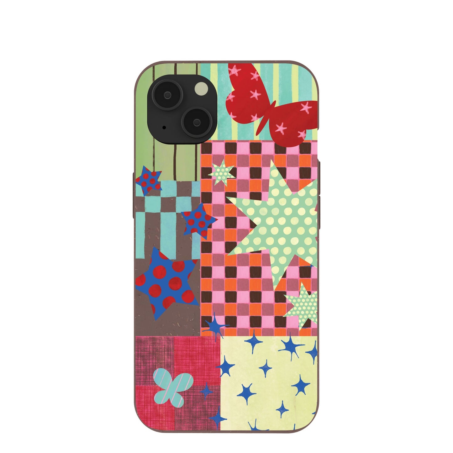 Chocolate Brown Patchwork Journal iPhone 13 Case