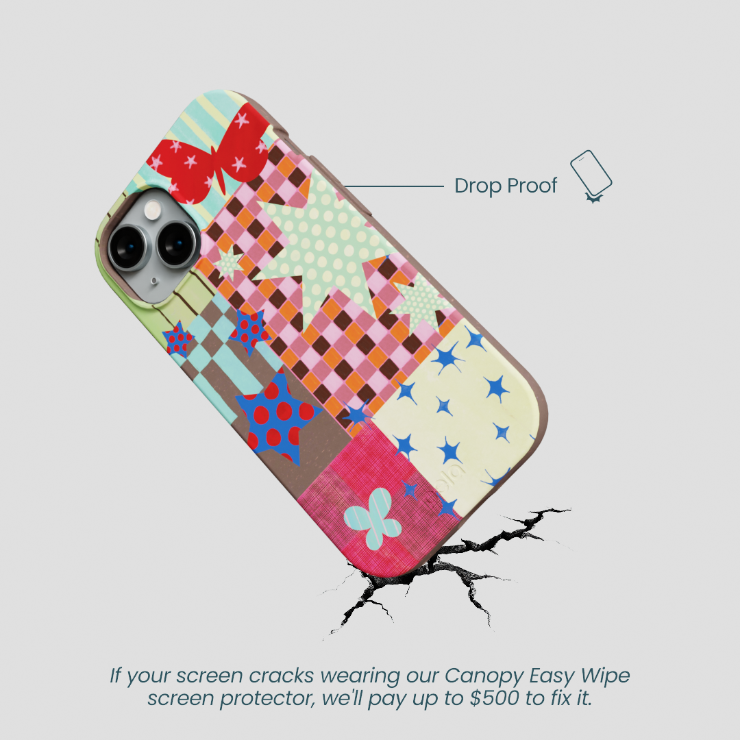Chocolate Brown Patchwork Journal iPhone 14 Case