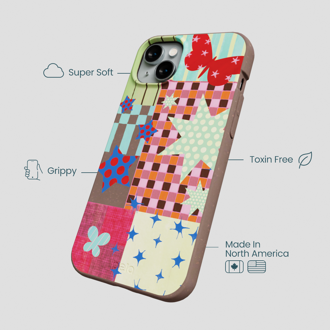 Chocolate Brown Patchwork Journal iPhone 15 Plus Case