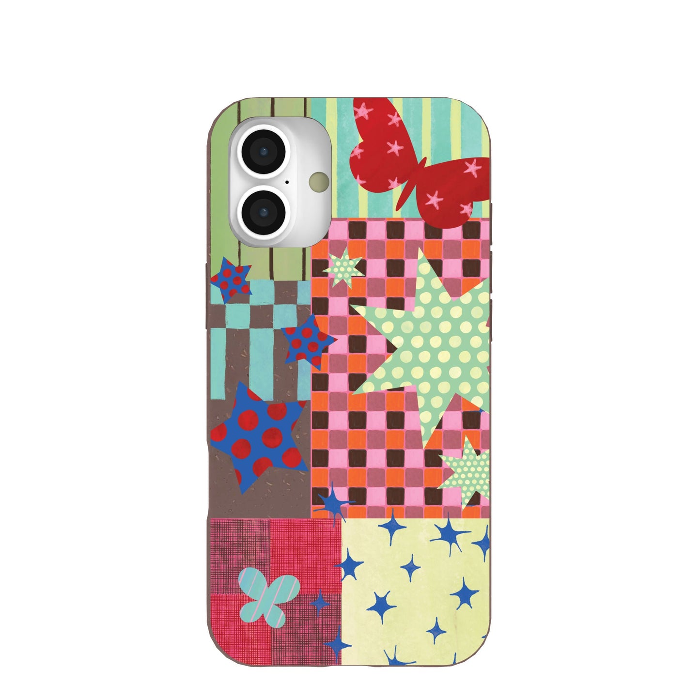 Chocolate Brown Patchwork Journal iPhone 16 Plus Case