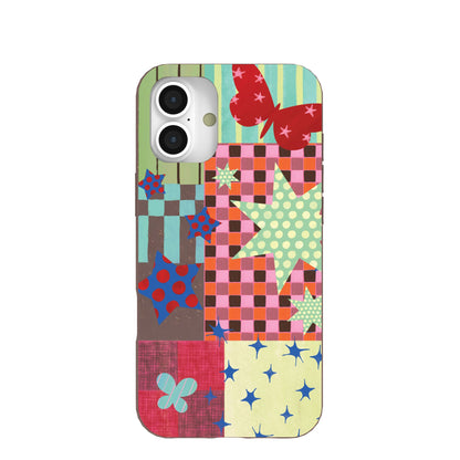 Chocolate Brown Patchwork Journal iPhone 16 Plus Case