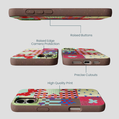 Chocolate Brown Patchwork Journal iPhone 16 Plus Case