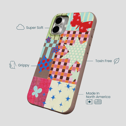 Chocolate Brown Patchwork Journal iPhone 16 Plus Case