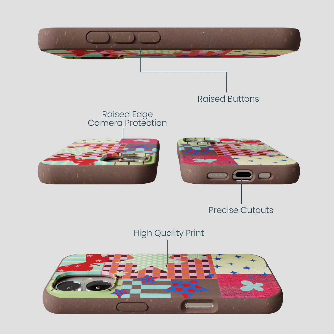 Chocolate Brown Patchwork Journal iPhone 16 Case