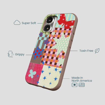 Chocolate Brown Patchwork Journal iPhone 16 Case