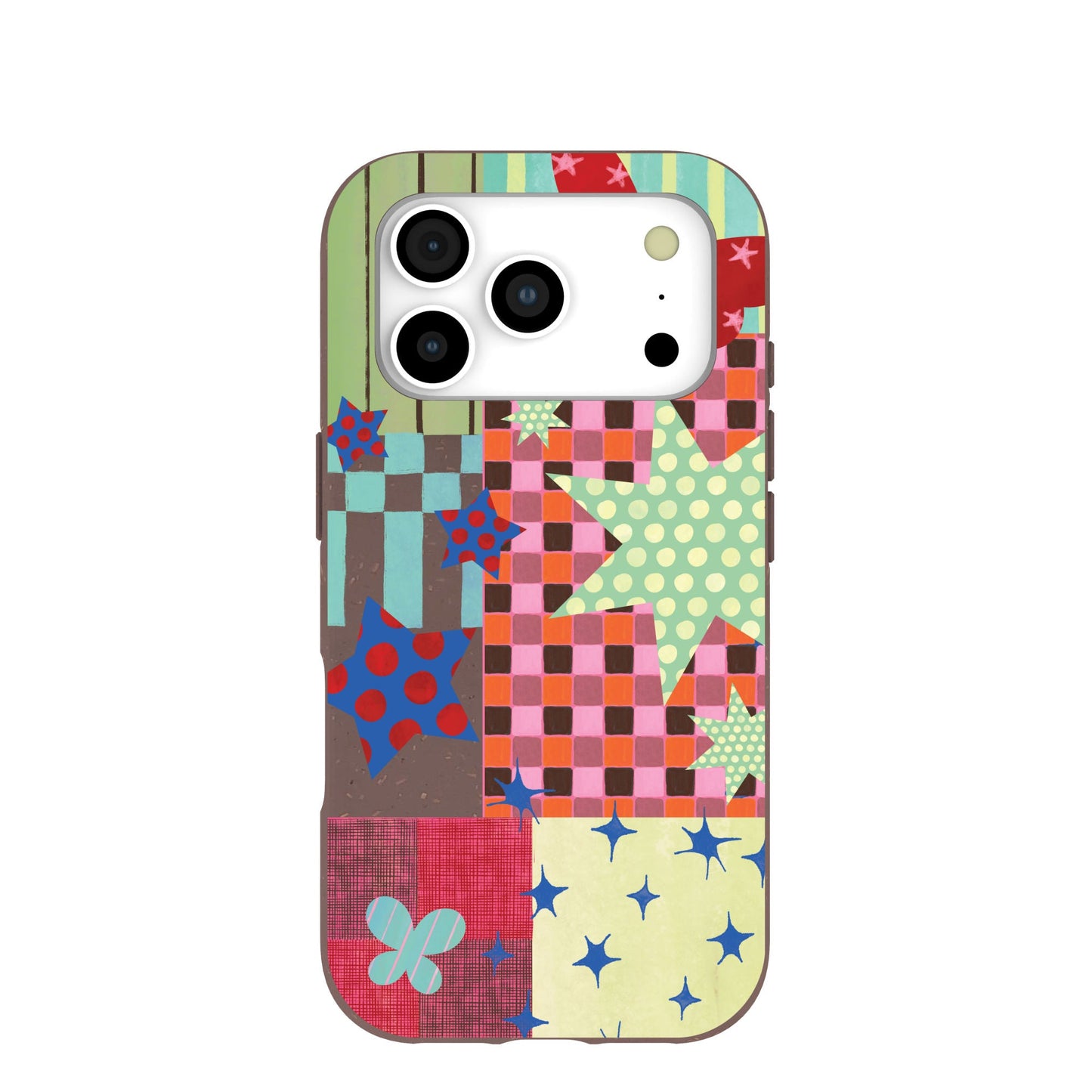 Chocolate Brown Patchwork Journal iPhone 17 Pro Case