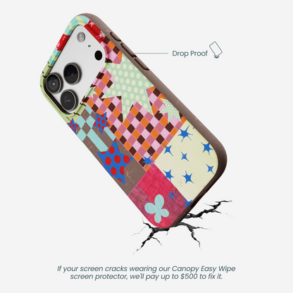 Chocolate Brown Patchwork Journal iPhone 17 Pro Case