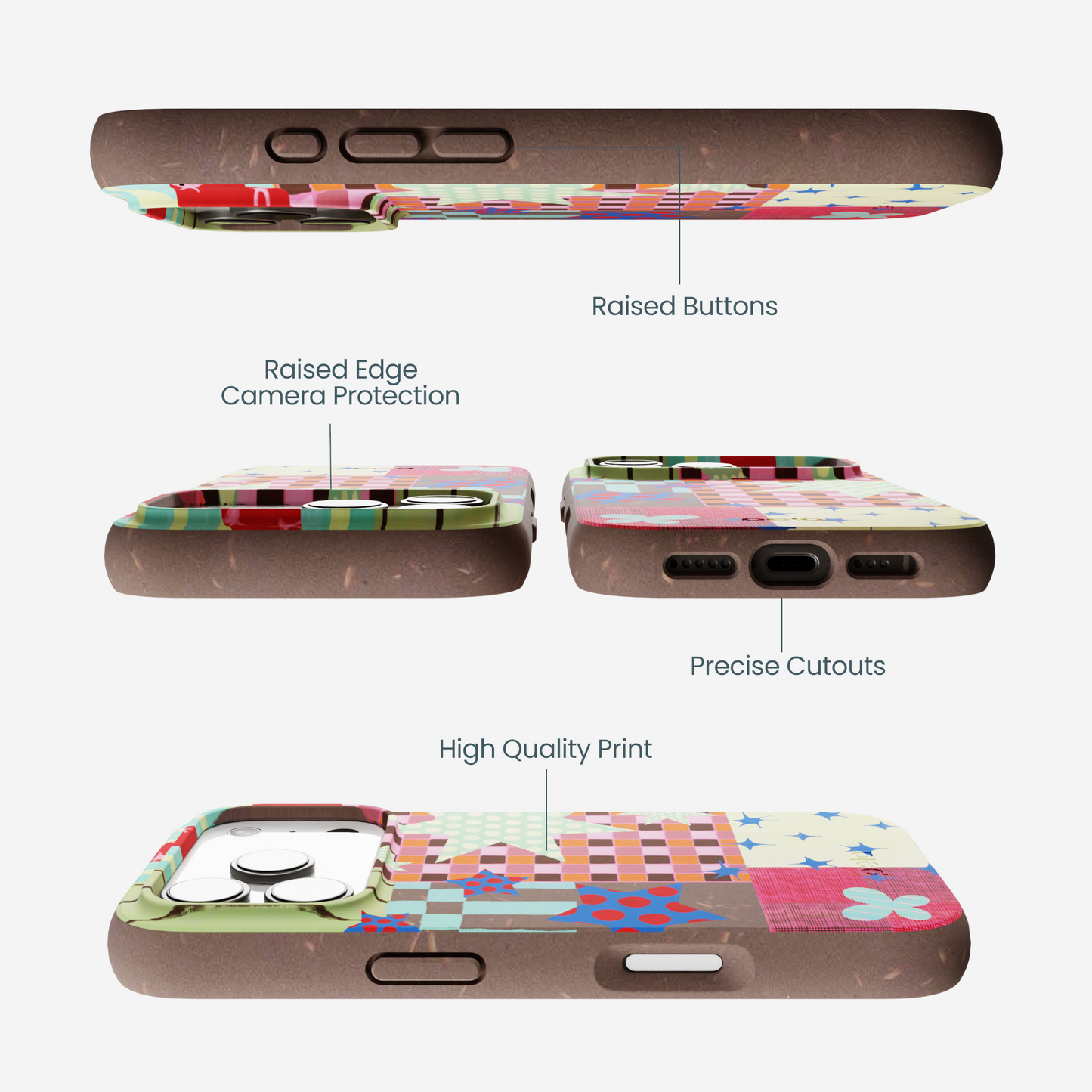 Chocolate Brown Patchwork Journal iPhone 17 Pro Case