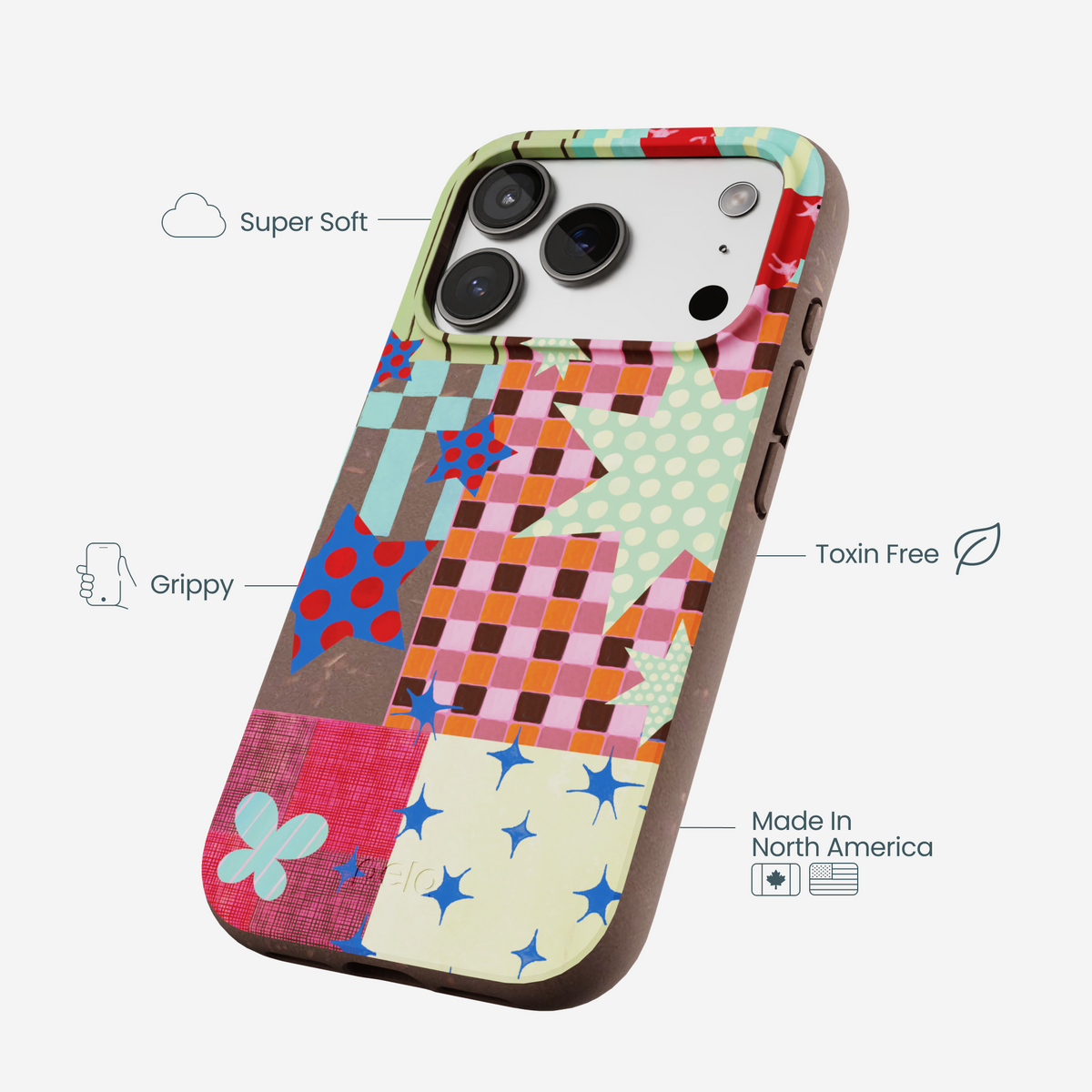 Chocolate Brown Patchwork Journal iPhone 17 Pro Case