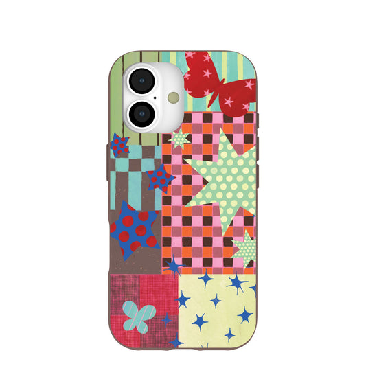 Chocolate Brown Patchwork Journal iPhone 17 Case