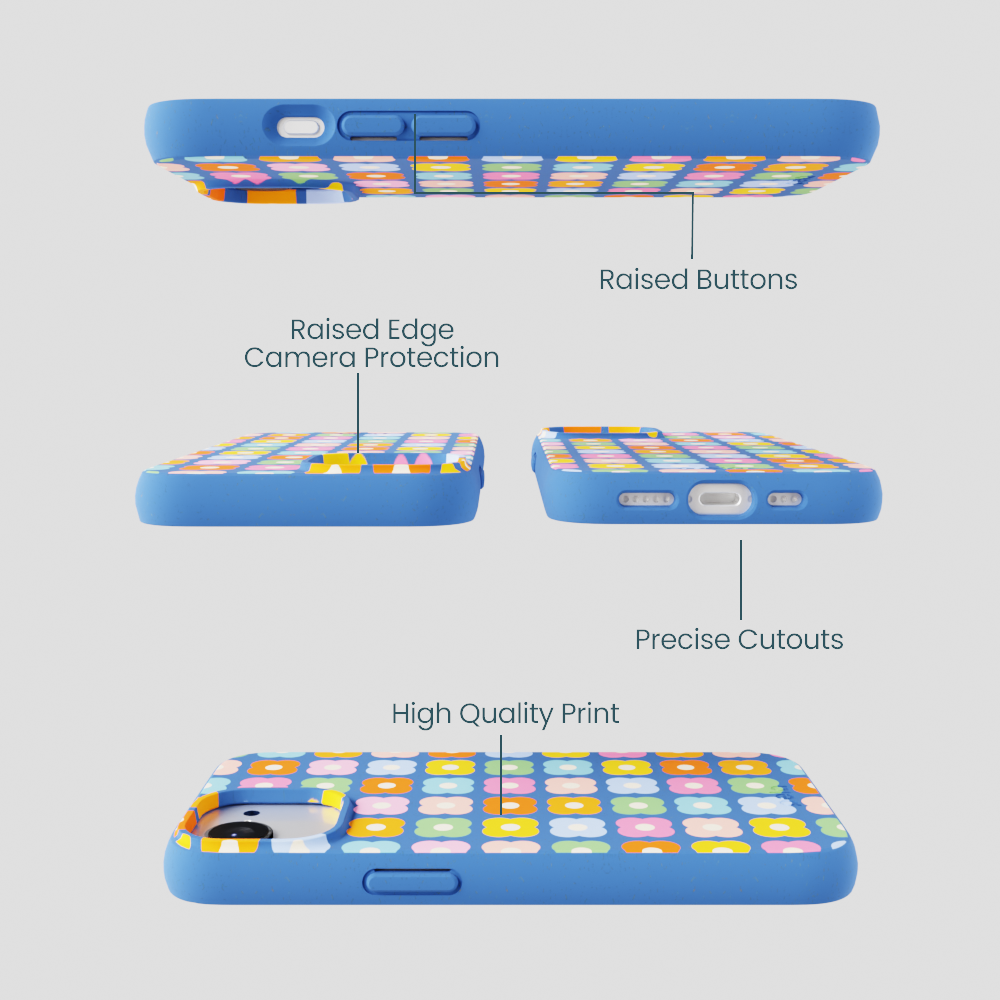 Electric Blue Petal Pop iPhone 16e/17e Case