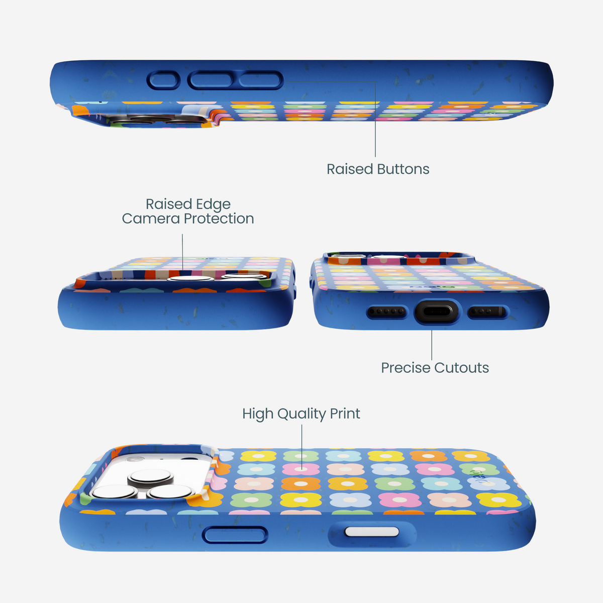 Electric Blue Petal Pop iPhone 17 Pro Case