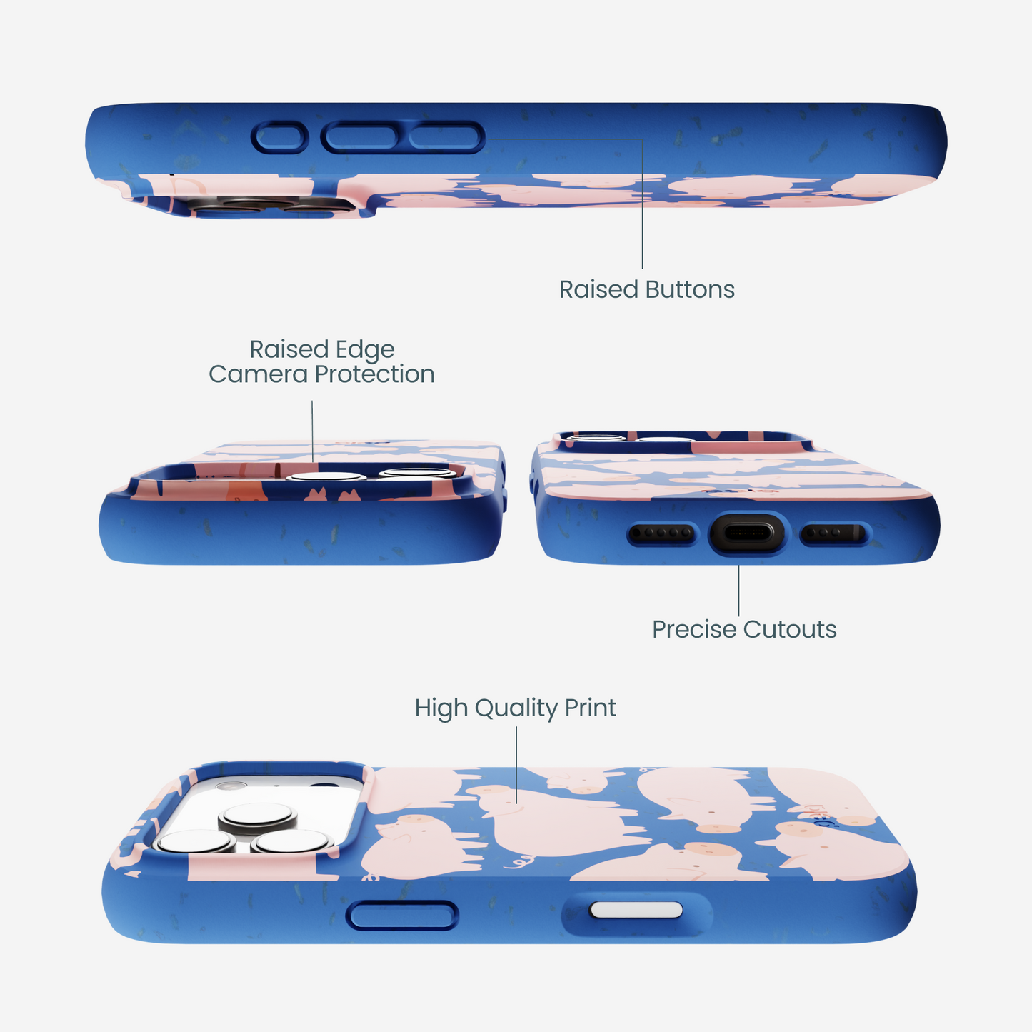 Electric Blue Piggies iPhone 17 Pro Case