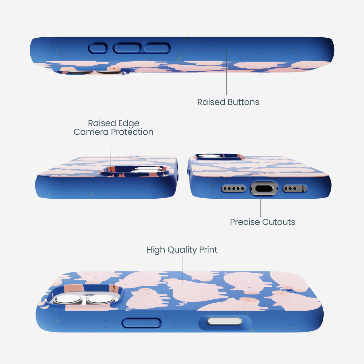 Electric Blue Piggies iPhone 17 Case