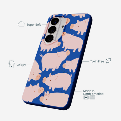 Electric Blue Piggies Samsung Galaxy S26 Case