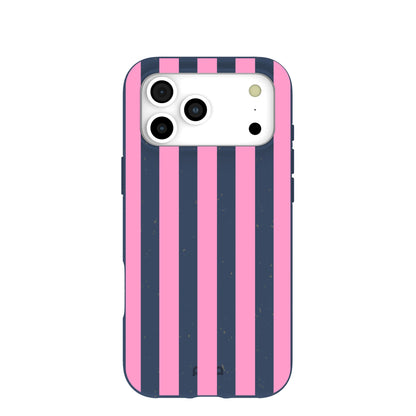 Navy Blue Pink Dream Stripes iPhone 17 Pro Max Case