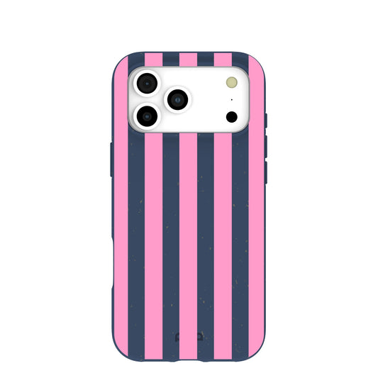 Navy Blue Pink Dream Stripes iPhone 17 Pro Max Case