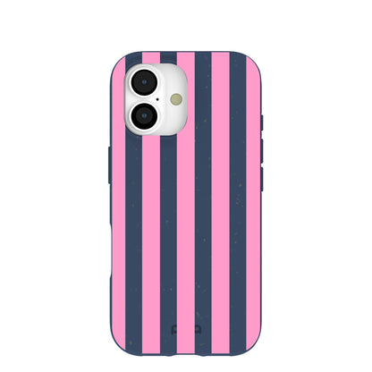 Navy Blue Pink Dream Stripes iPhone 17 Case