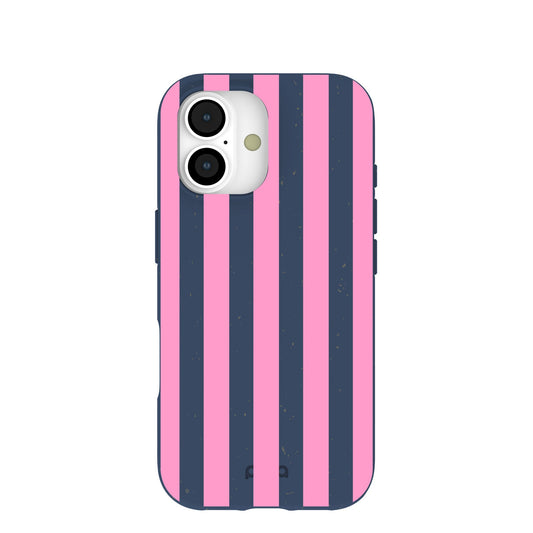 Navy Blue Pink Dream Stripes iPhone 17 Case