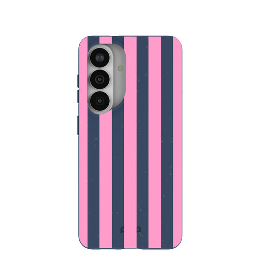 Navy Blue Pink Dream Stripes Samsung Galaxy S26 Case