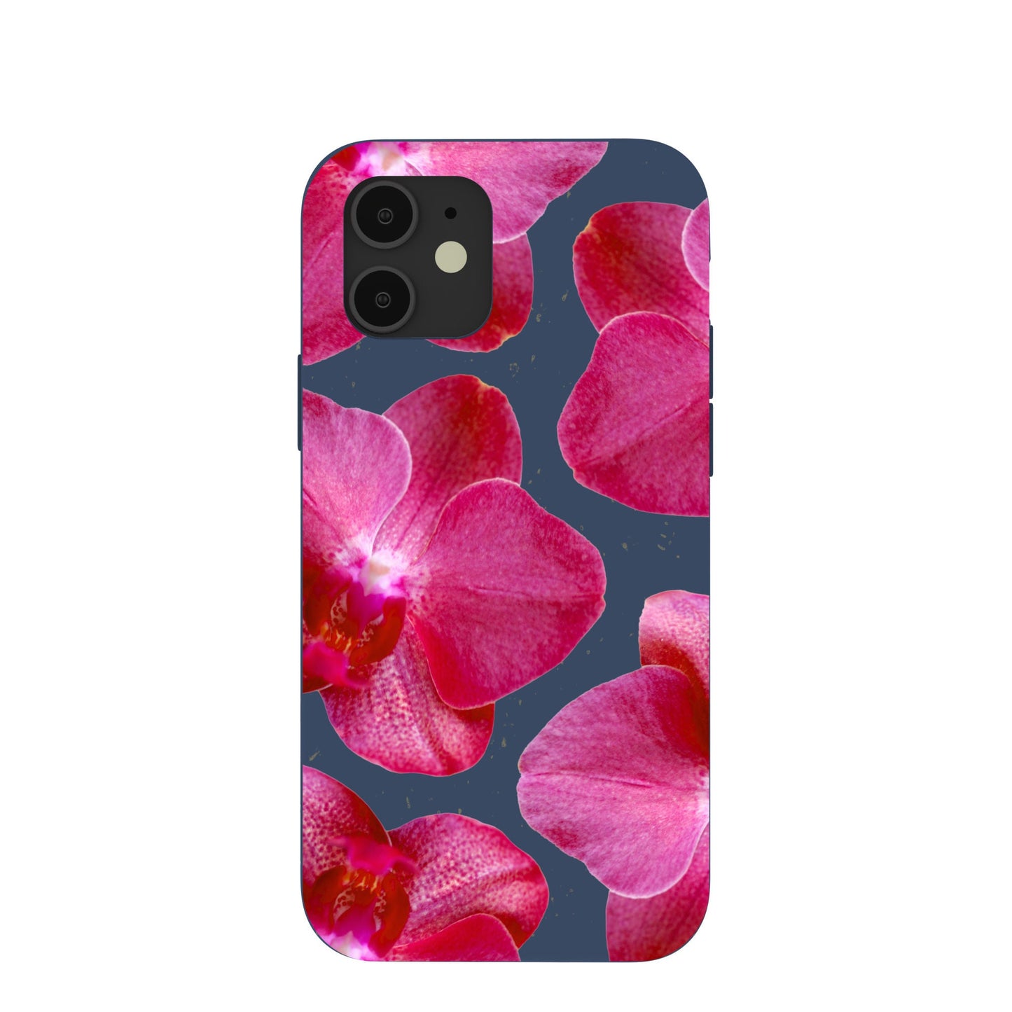 Navy Blue Pink Orchids iPhone 12/ iPhone 12 Pro Case