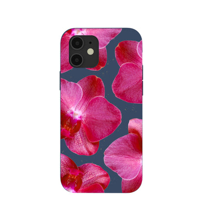 Navy Blue Pink Orchids iPhone 12/ iPhone 12 Pro Case